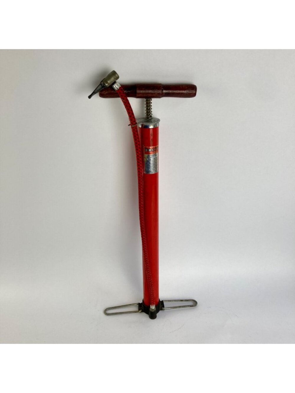 Vintage Dorcy Model 861Bicycle Tire Pump Wood Handle Bike Hand Pump Red